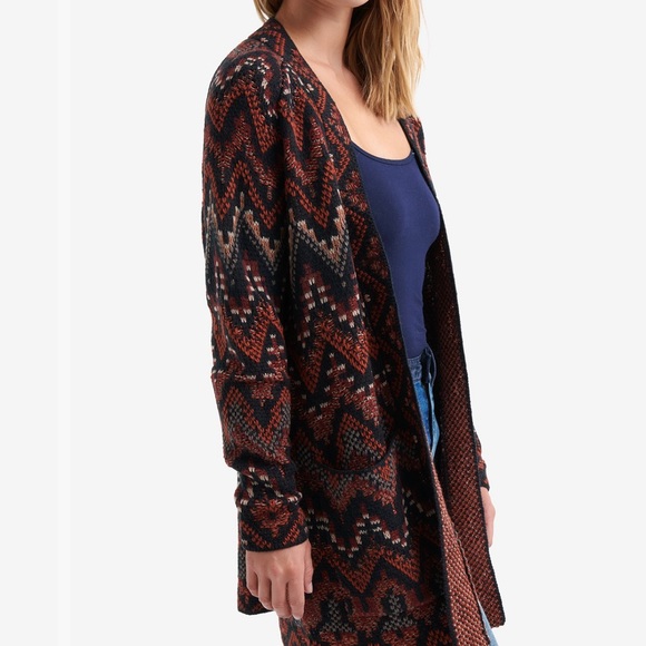 Lucky Brand Tribal Print Wool Blend Sweater Cardigan - Picture 2 of 9